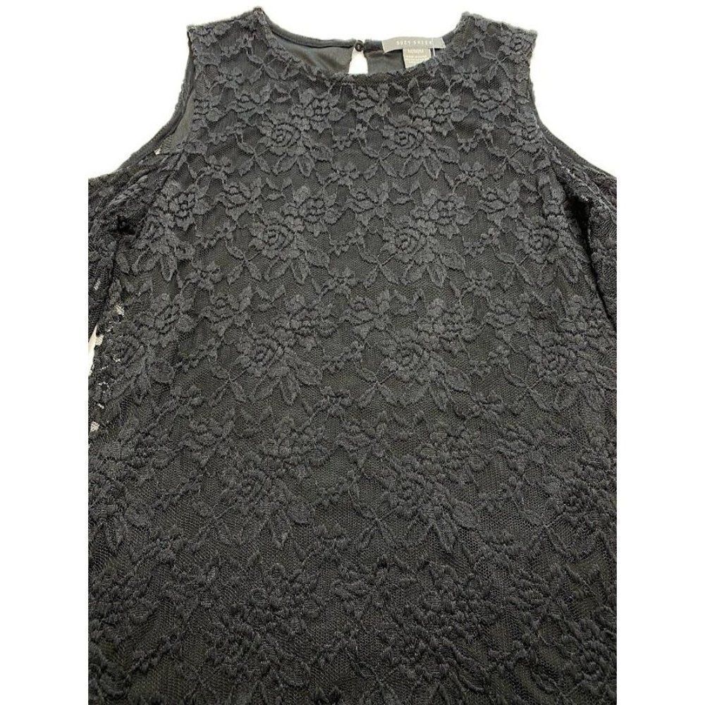 Suzy Shier Black Lace Cold Shoulder‎ Top sz Medium NEW - Picture 2 of 6